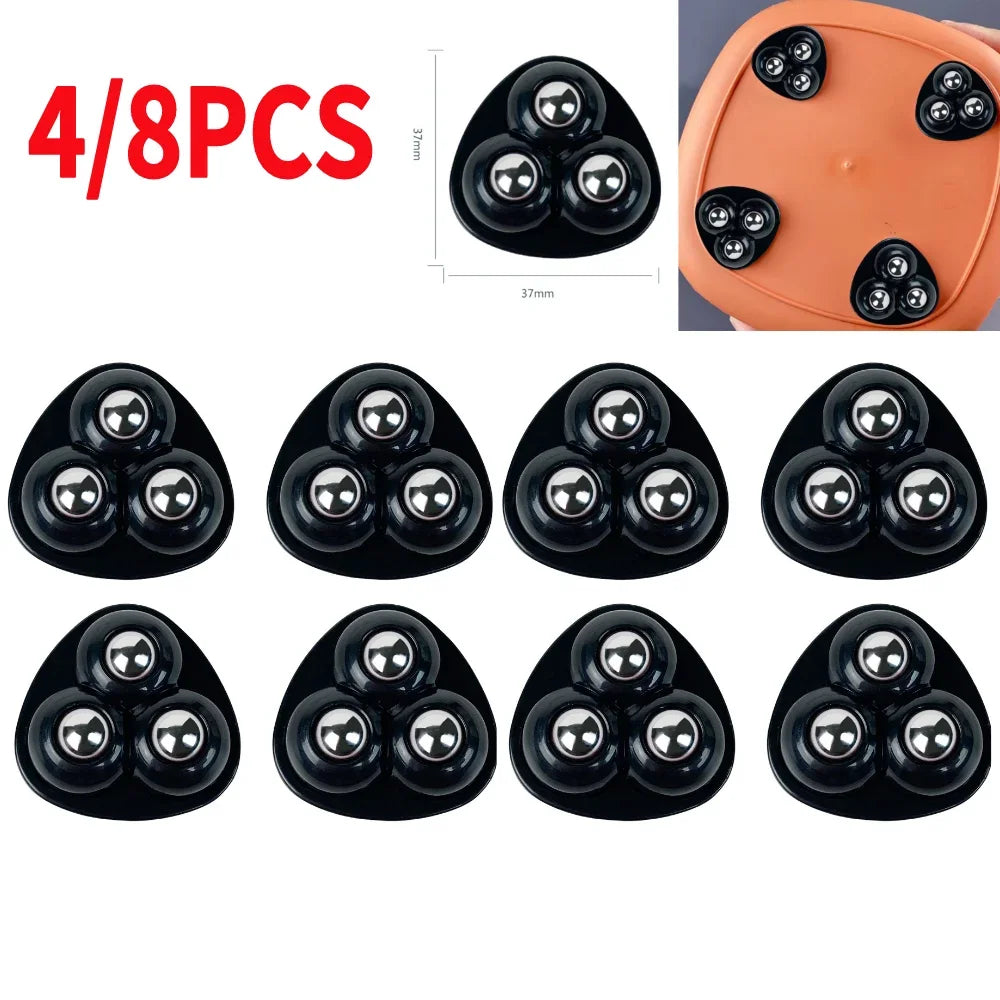 4pcs Paste Universal Wheel No Noise Self Adhesive Universal Pulley Rotating Wheels for Trash Can Bottom Kitchen Small Appliances Zpaxo Black Steel 4PCS