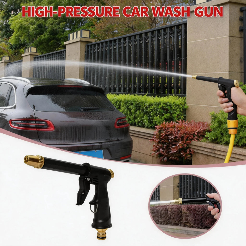 High-Pressure Car Wash Water Gun – 4-Mode Copper Nozzle