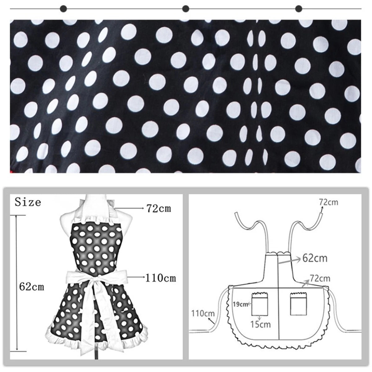 1/2PCS Kitchen Apron Retro Aprons Long/Short Waist Adjustable Ruffle Side Vintage Cooking Aprons with Pockets For Woman Men Work Zpaxo