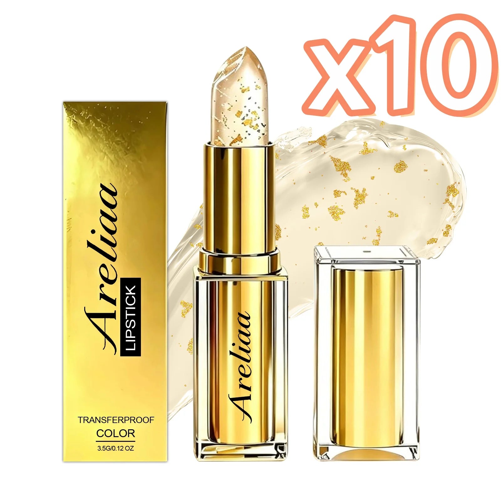 Gold Foil pH Color Changing Lip Balm | Moisturizing Lip Gloss Color Changing Lip Gloss Zpaxo 1pc Boxed x 10