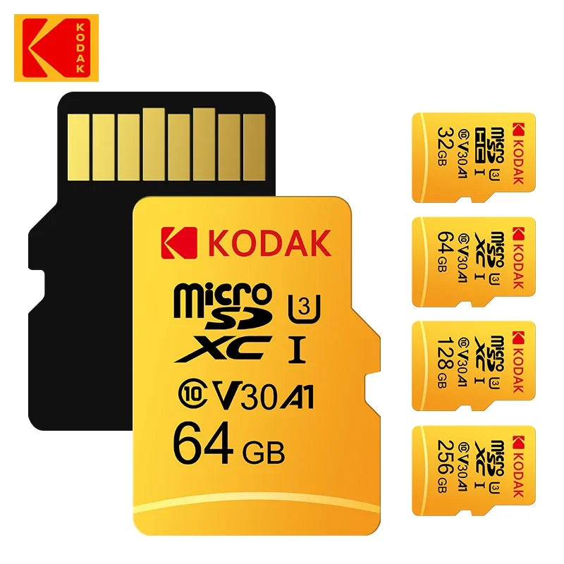 Original KODAK MicroSD Card C10 Memory Card 32GB 64GB Class10 Memori TF Micro SD SDXC 128GB 256GB 512GB A1 U3 V30 4K For Camera Zpaxo