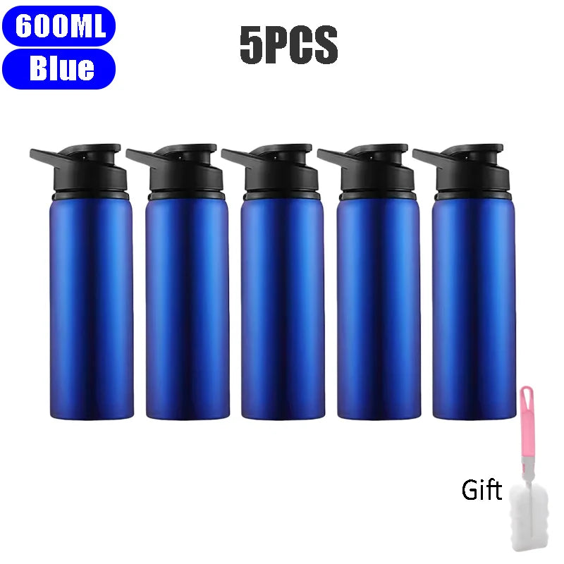Large Capacity Stainless Steel Sports Water Bottle Outdoors Camping Zpaxo Blue 5pcs 600ml