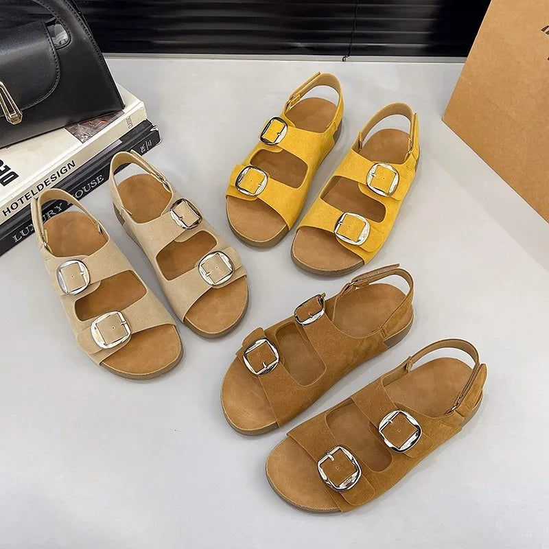 2025 Classic Double Button Sandals Women's Summer Shoes Outdoor