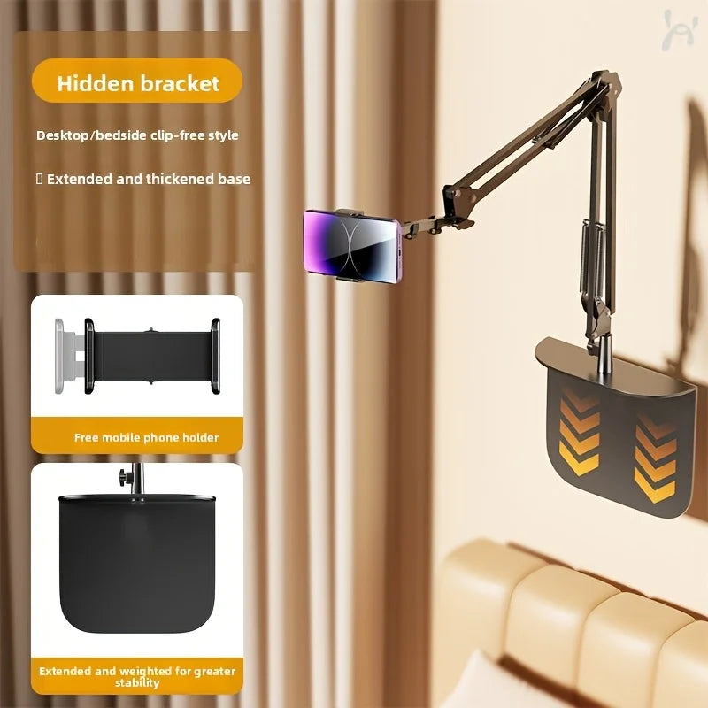 Foldable Rotatable Phone Holder Stand for Bedside, Clip-in Lazy Reading Large Tablet Mount, Mobile Live Streaming Bed Stand Zpaxo