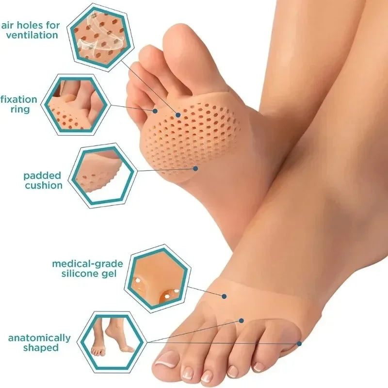 2-Pack Silicone Metatarsal Pads & Toe Separators | Forefoot Cushion