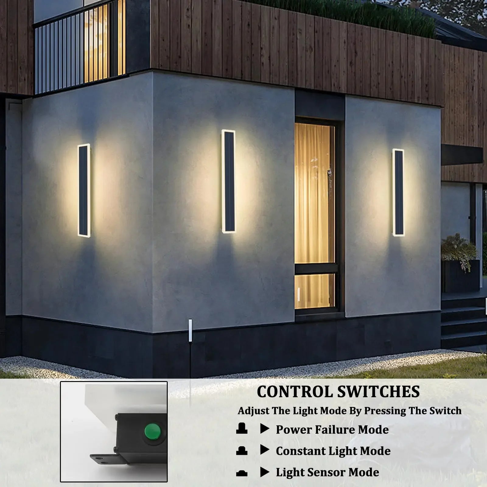 Waterproof Solar Led Wall Lights Outdoor Simple Line Warm White Light Zpaxo