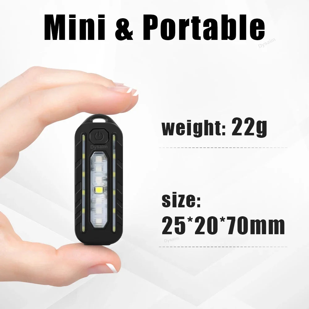 USB Rechargeable LED Keychain Flashlight – Flash Warning & Clip