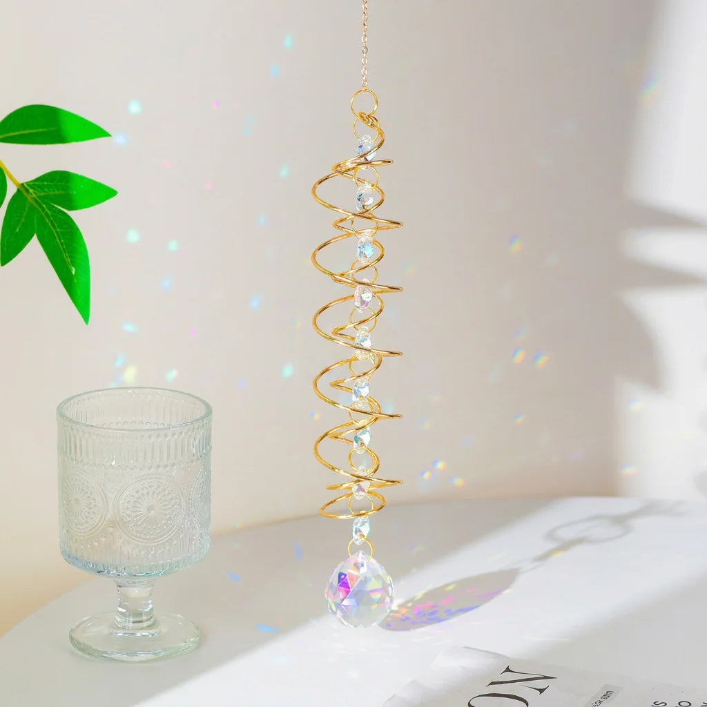 Spiral Crystal Suncatcher – Rainbow Maker Window Hanging Decor