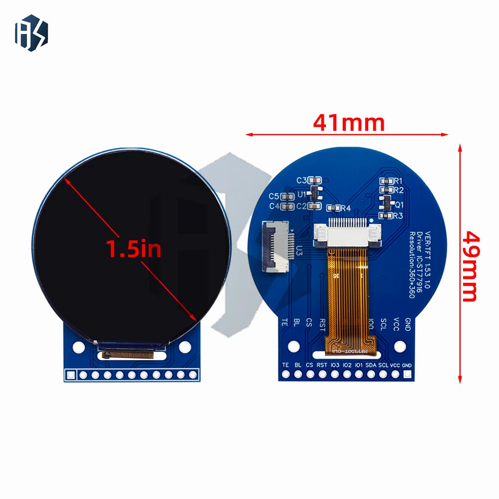 360x360 Resolution Round TFT LCD 1 5-Inch ST77916 QSPI Screen Zpaxo