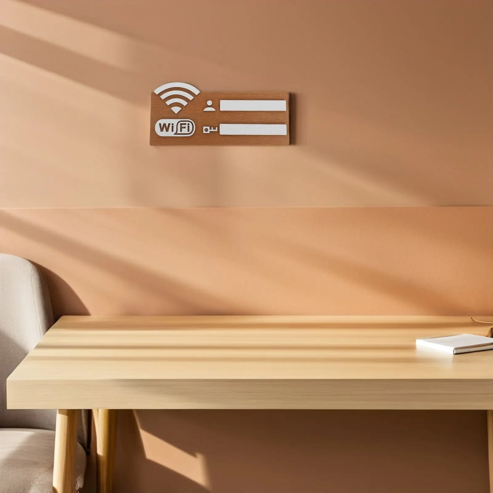Wooden Wifi Password Sign Wall Hanging Stylish Natural Finish Display