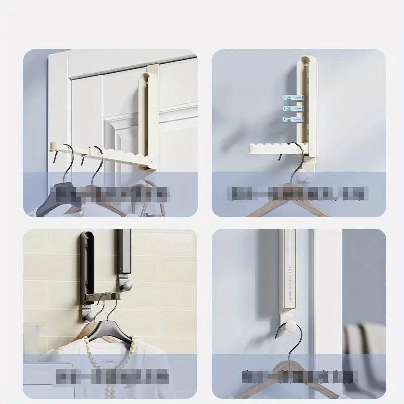 Multifunctional 5-Segment Hook Portable Coat Towel Hanger No Punching