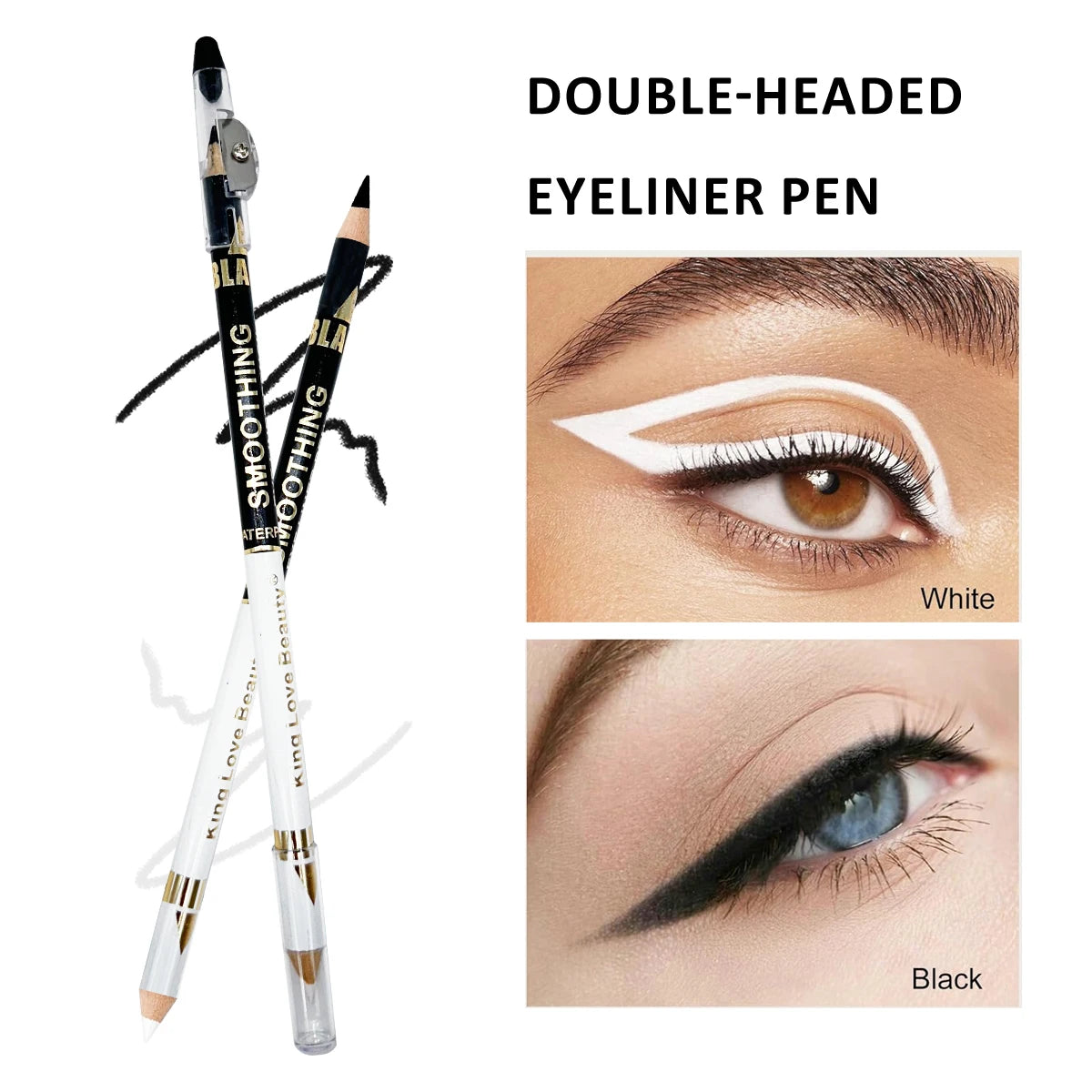 Double Head Eyeliner Pen Suit Waterproof Sweat Proof Smooth Lasting Zpaxo