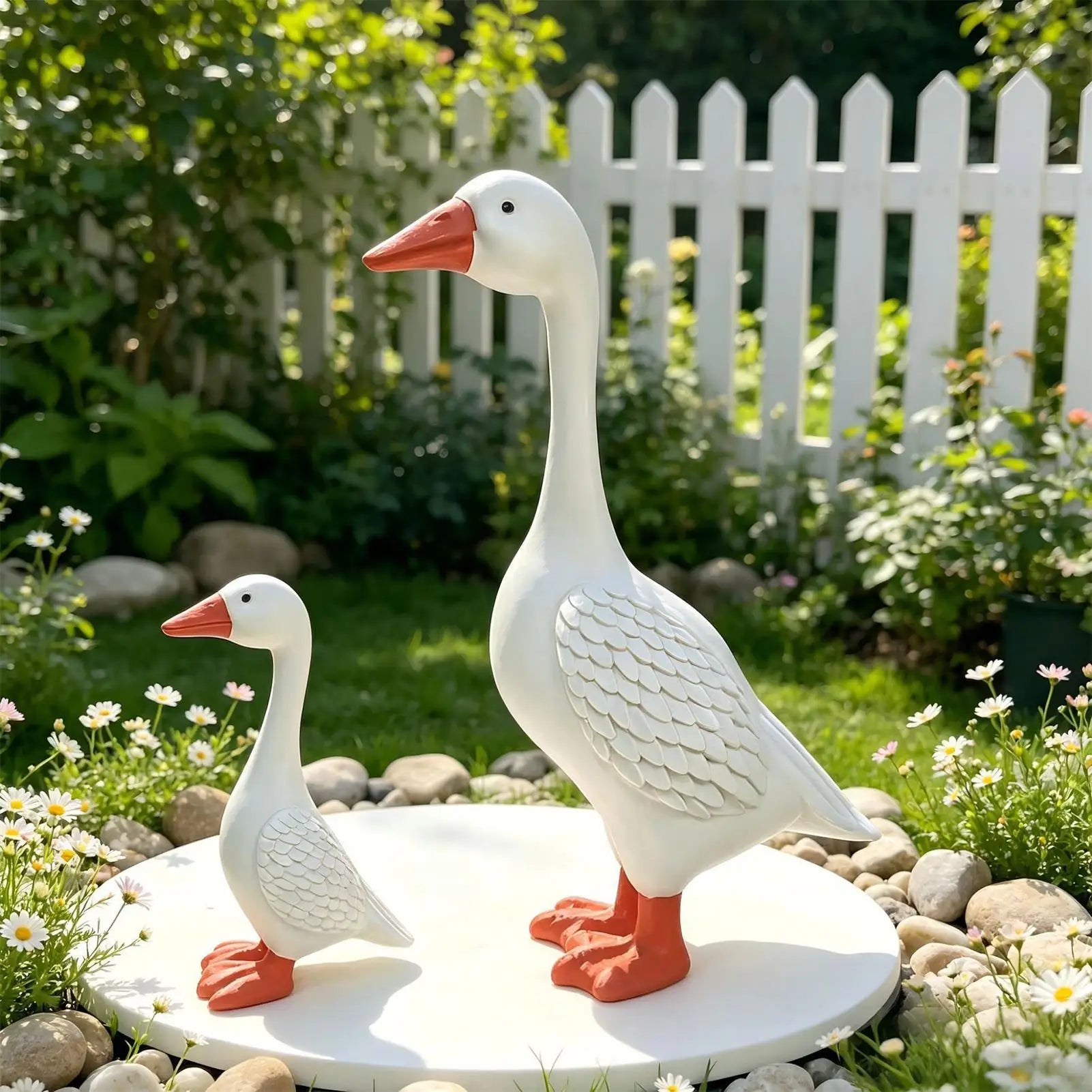 Goose Statue 2 Outdoor Animal Sculptures Yard Lawn Party Patio