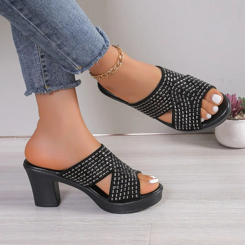 2026 Summer Fashion Heel Sandals Women's Outside Wear Round Toe Zpaxo