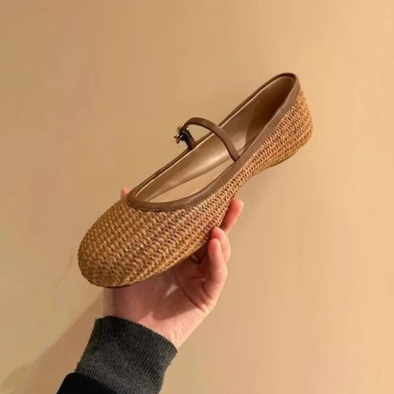 Spring Summer 2025 Shoes Weaving Hollow Out Design Sandals Square Toe