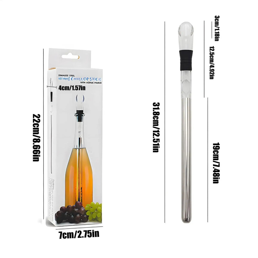 Wine Bottle Chiller Stick Iceless Cooler Stainless Steel Stopper