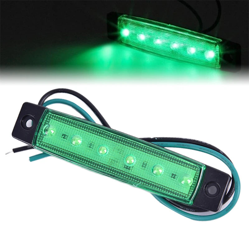 CM 12V 6LEDS Lorry Side Marker Indicator Low Led Trailer Light Rear Zpaxo Green