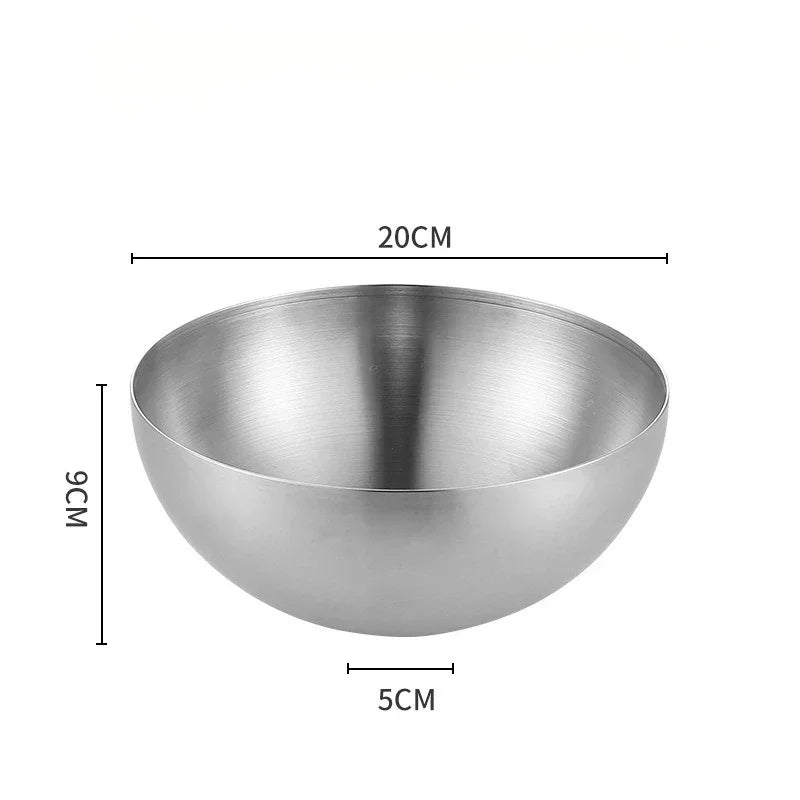 20cm Stainless Steel Salad Bowl – Gold & Silver | Rice Noodle Stainless Steel Bowl Zpaxo silvery 20cm