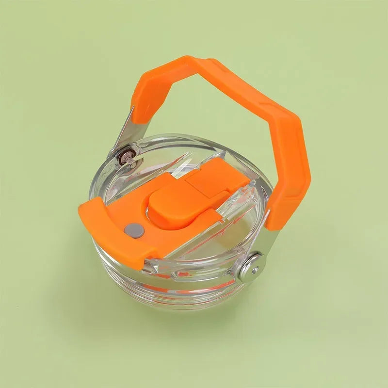 30oz Plastic Transparent Cup Lid with Handle Spill Proof Replaceble Tumbler Flip Straw Lid Sealing Bottle Cover for Stanley Hot Zpaxo orange