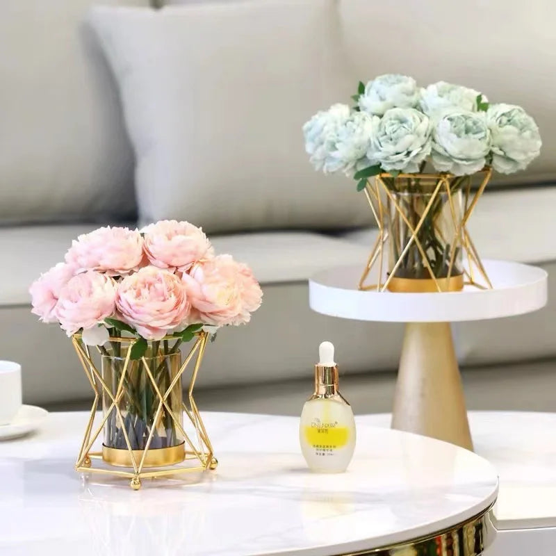Luxury Wrought Iron Glass Vase Dining Table Centerpiece Hydroponic