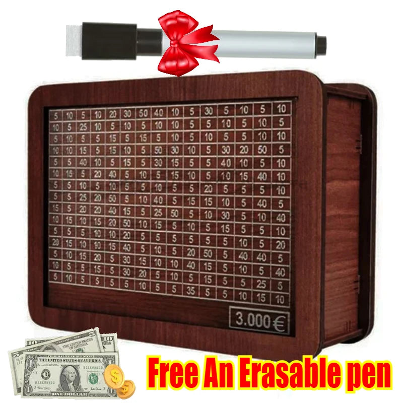 New Wooden Money Box Handmade Reusable Money Saving Box with Saving Money Goals Counter Crafts Piggy Bank Children Zpaxo EUR 3000