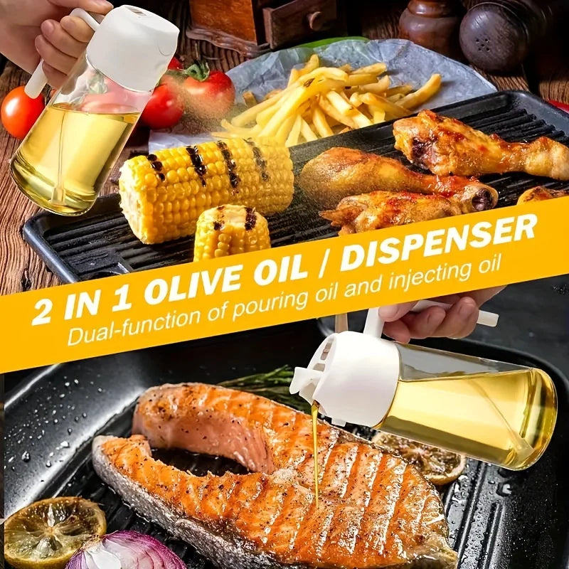 2in1 Glass Oil Sprayer Spray Bottle Tank BBQ Kitchen Baking Picnic