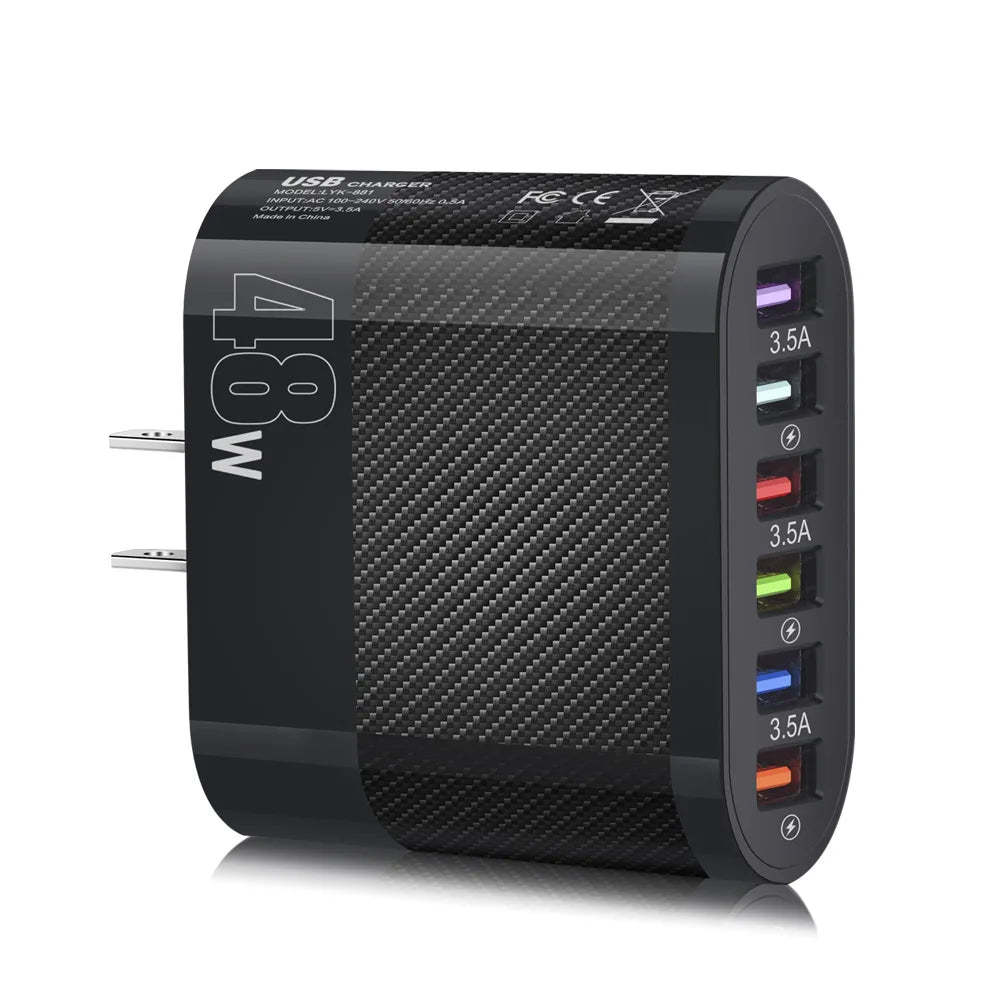 6 USB Charger 48W Speed Fast Charging Quick Charge 3 0 Travel Mobile