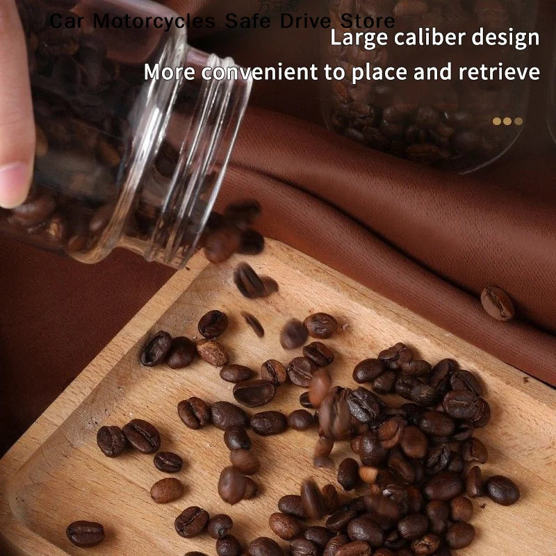 CMMini Wood Lid Coffee Beans Storage Container Tube Kitchen Sealed