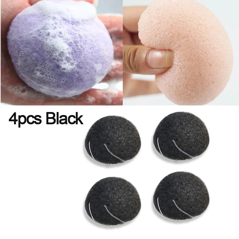 1 Face Round Makeup Remover Tools Natural Konjac Facial Cleansing Zpaxo 4pcs Black
