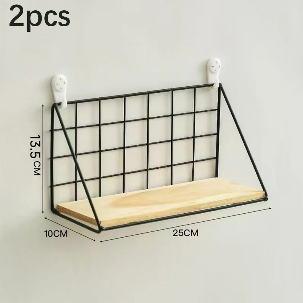 Wooden Wall-Mounted Storage Rack – Plant Stand & Key Holder