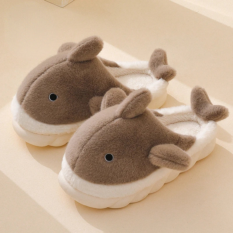 Cute Shark Cotton Slippers Women's Autumn Winter Home Indoor Non-slip Zpaxo