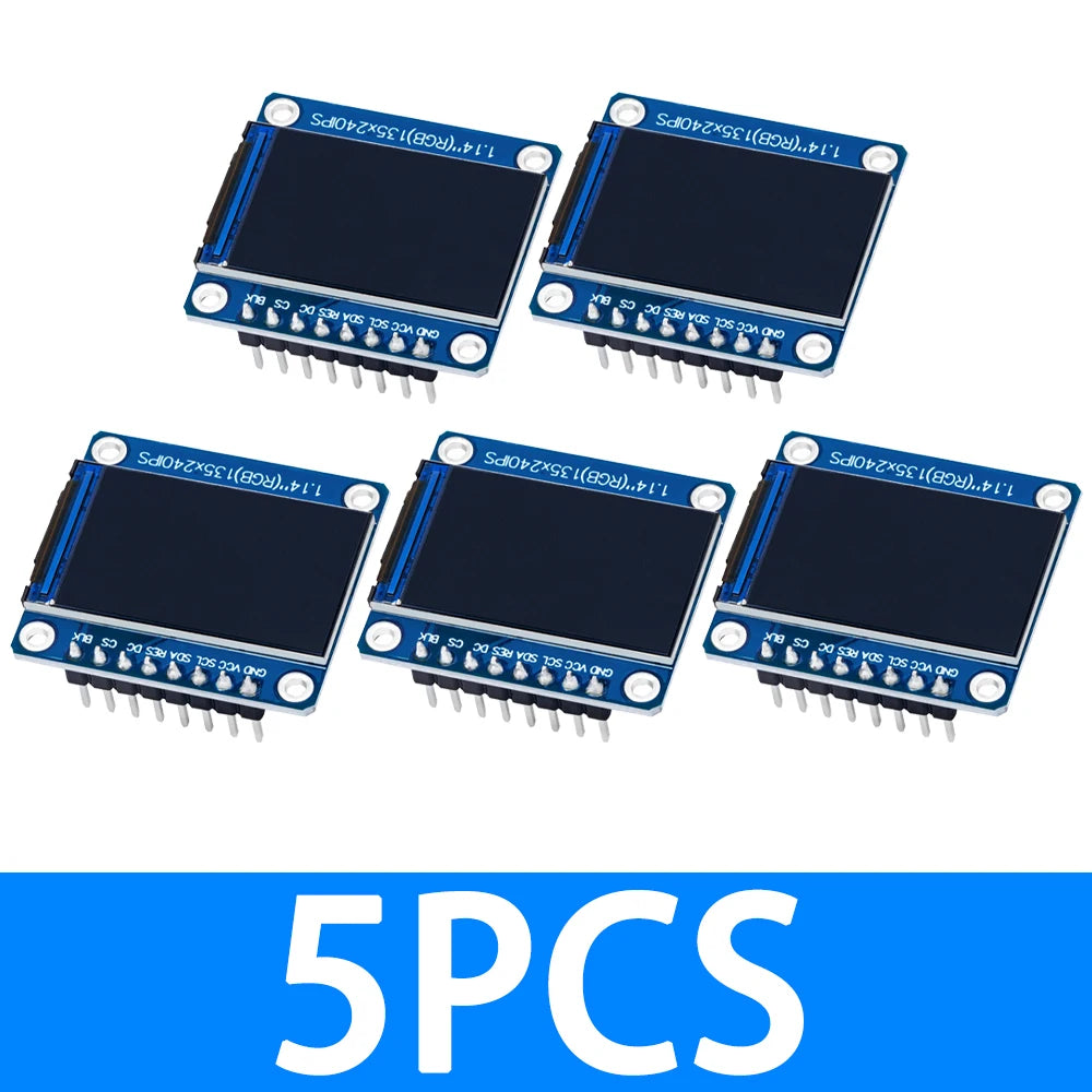 1pcs/5pcs/10pcs New IPS 1.14 inch 3.3V 8PIN SPI HD Full Color TFT Display Screen ST7789 Drive IC 135*240 Zpaxo 5PCS