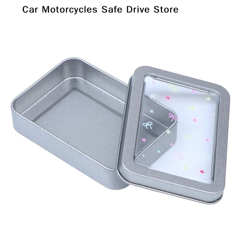 M2PCS Colorful Star Earring Storage Tin Box Four Leaf Clover Design