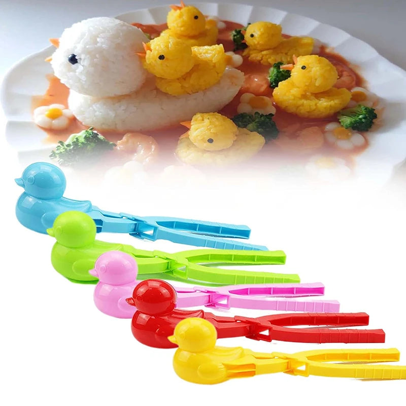 DIY Snowball Maker Sushi Mold With Handle Cute Duck Shaped Rice Mold Maker Clip Children Outdoor Plastic Duck Rice Mold Zpaxo