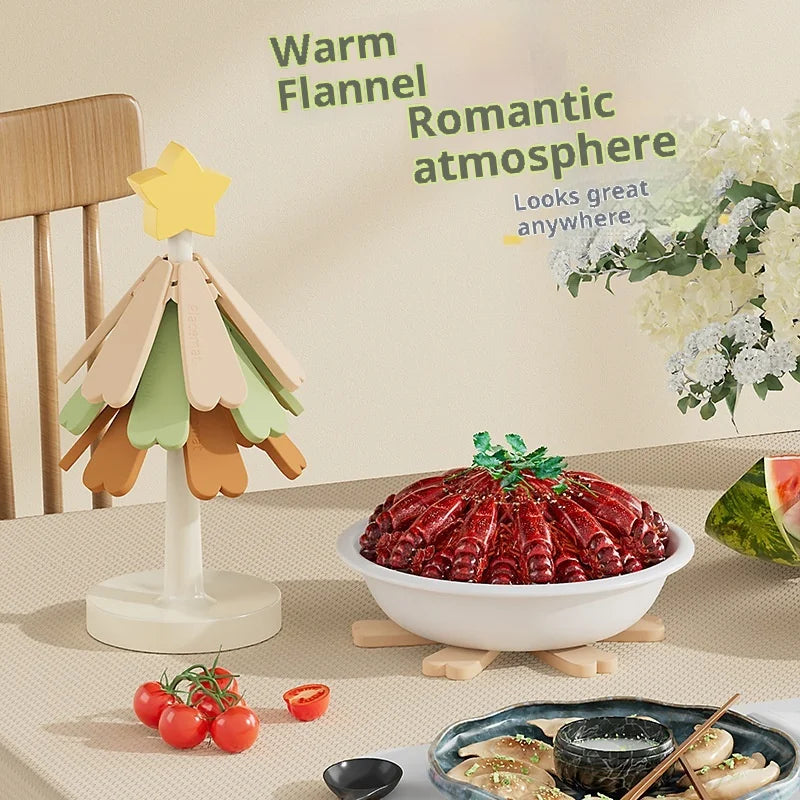 Christmas Tree Silicone Trivet Mat – Heat-Resistant Foldable Coaster Silicone Trivet Mat Zpaxo