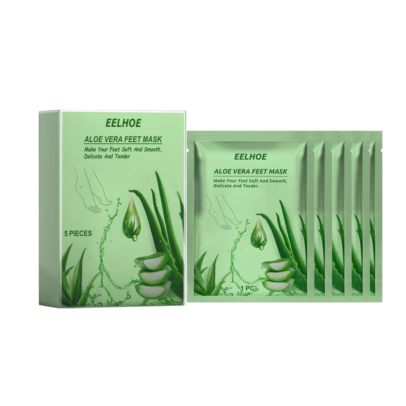 Eelhoe Aloe Vera Foot Mask – Moisturizing & Exfoliating 5 Pcs Foot Mask Zpaxo 5Pcs