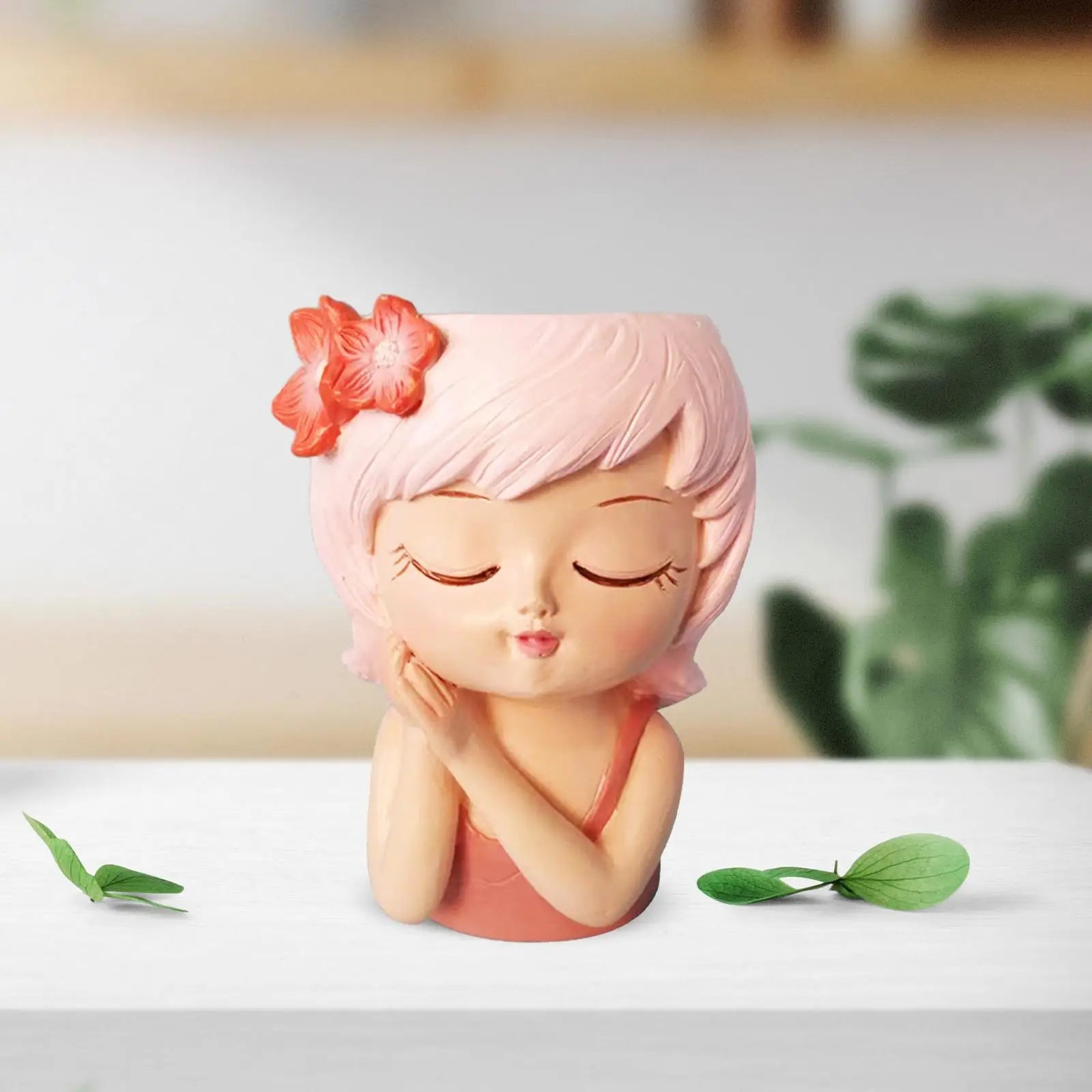 Face Planter Pot – Resin Girl Bust Flower Vase & Decor Statue Decorative Planter Zpaxo Style C