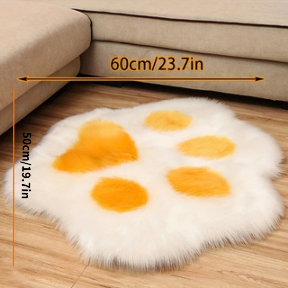 Cute Cat Paw Design Carpet Soft Long Plush Decorative Floor Mat