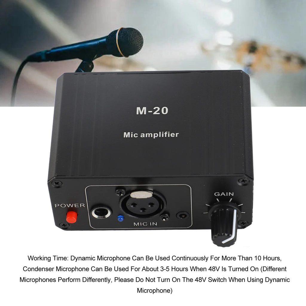 Microphone Preamp High Gain 48V Phantom Power XLR Output Mic Preamplifier for Dynamic and Condenser Microphones Booster Zpaxo