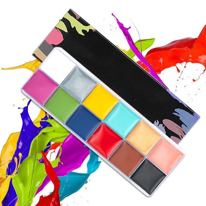 Face Body Oil Paint Palette 12 Colors Stage Special Effects Halloween Zpaxo