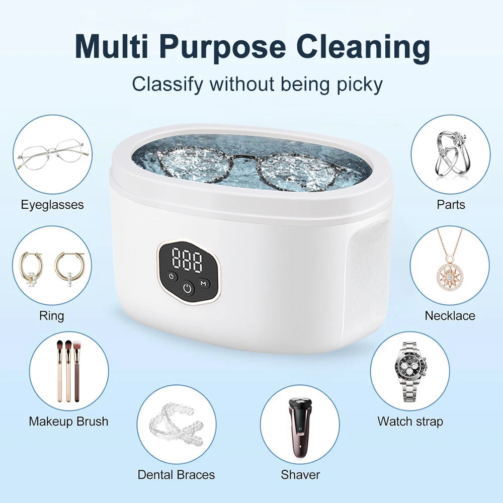 600ML Ultrasonic Cleaner Jewelry Parts Glasses Denture False Teeth Watch Washing Machine Portable Zpaxo
