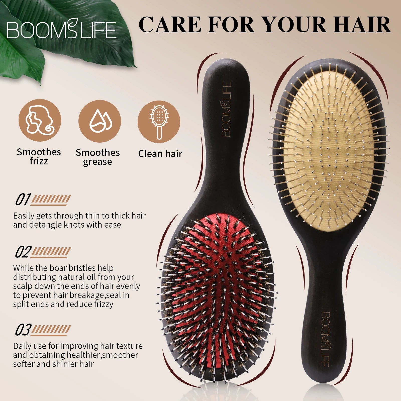 Steel Hair Brush Women Custom Name Wood Hair Brush Metal Stainless Pin Hairbrush Head Scalp Massage Comb Brosse Cheveux Femme Zpaxo