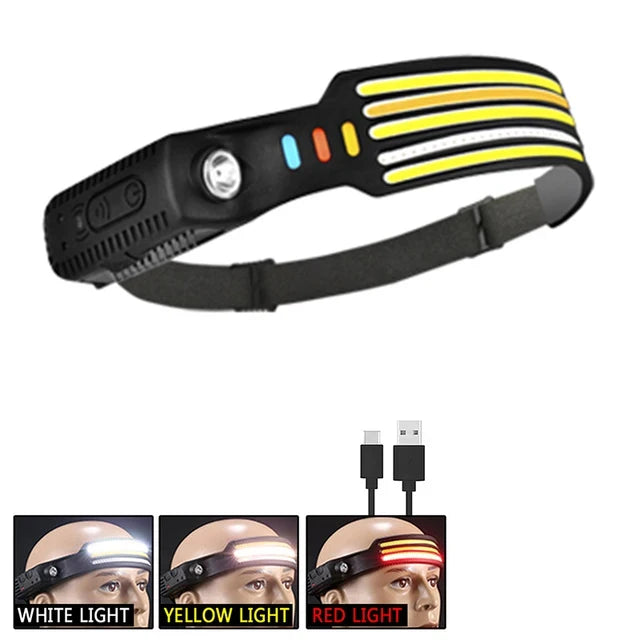 KDULIT COB LED Headlamp USB Rechargeable Waterproof Camping