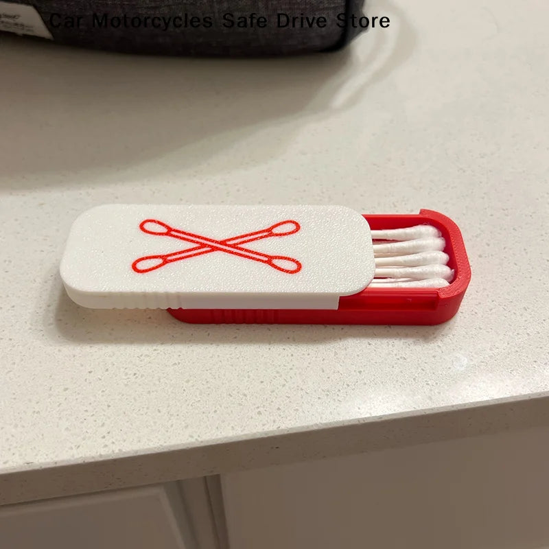 CMMini Sliding Cotton Swab Storage Box Portable Case Travel Daily Use
