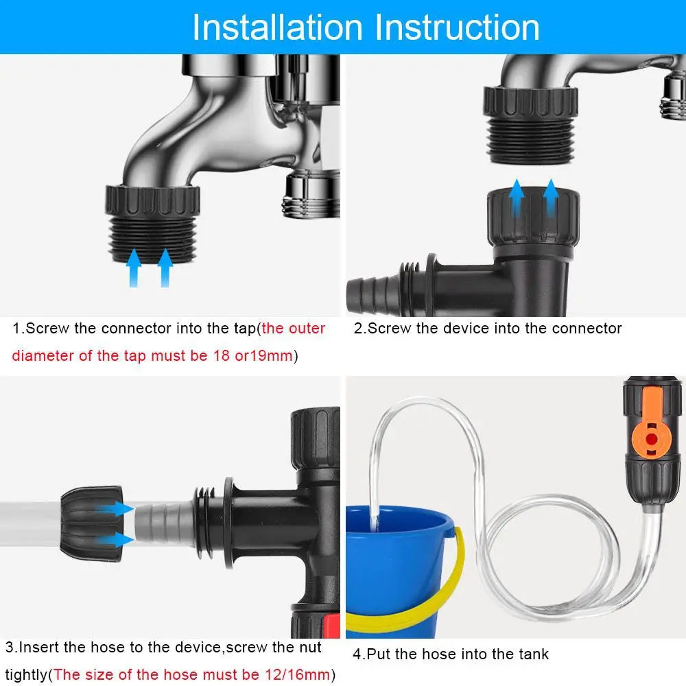 Plastic Aquarium Water Changer 3-Way Faucet Change Fish Tank Cleaning