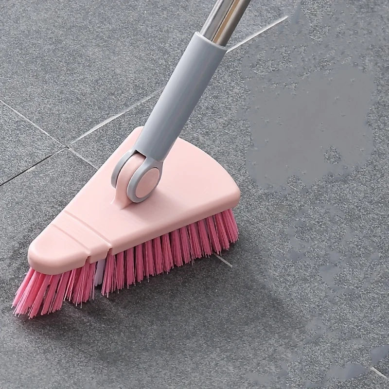 Triangle Floor Brush Cleaning Bathtub Gaps Long Handle Detachable Zpaxo pink
