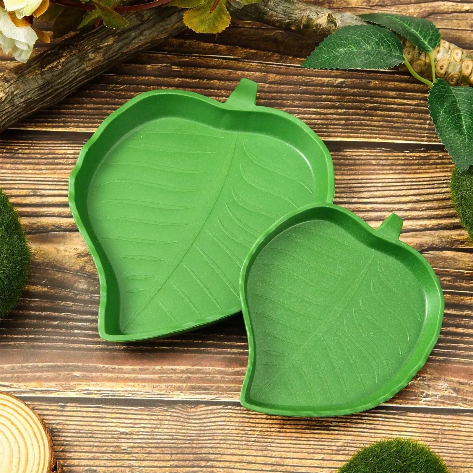 Leaf Reptile Water Dish Flat Hermit Crab Bowl for Drinking and Eating Water Plate for Turtle Lizards Hamsters Snakes Hermit Crab Zpaxo