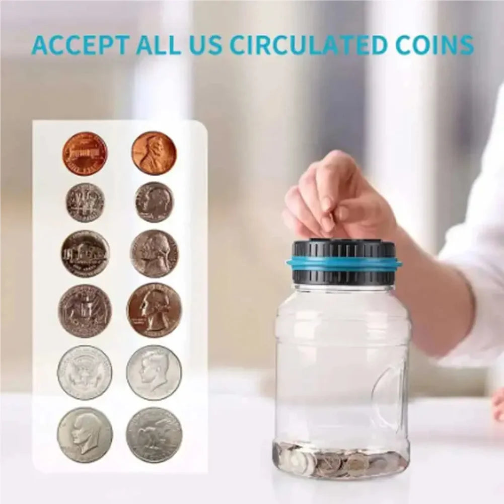 1PC Electronic Piggy Bank Counter Coin - Digital LCD Counting Coin, Money Saving Box Jar, Coins Storage Box For USD EURO Zpaxo