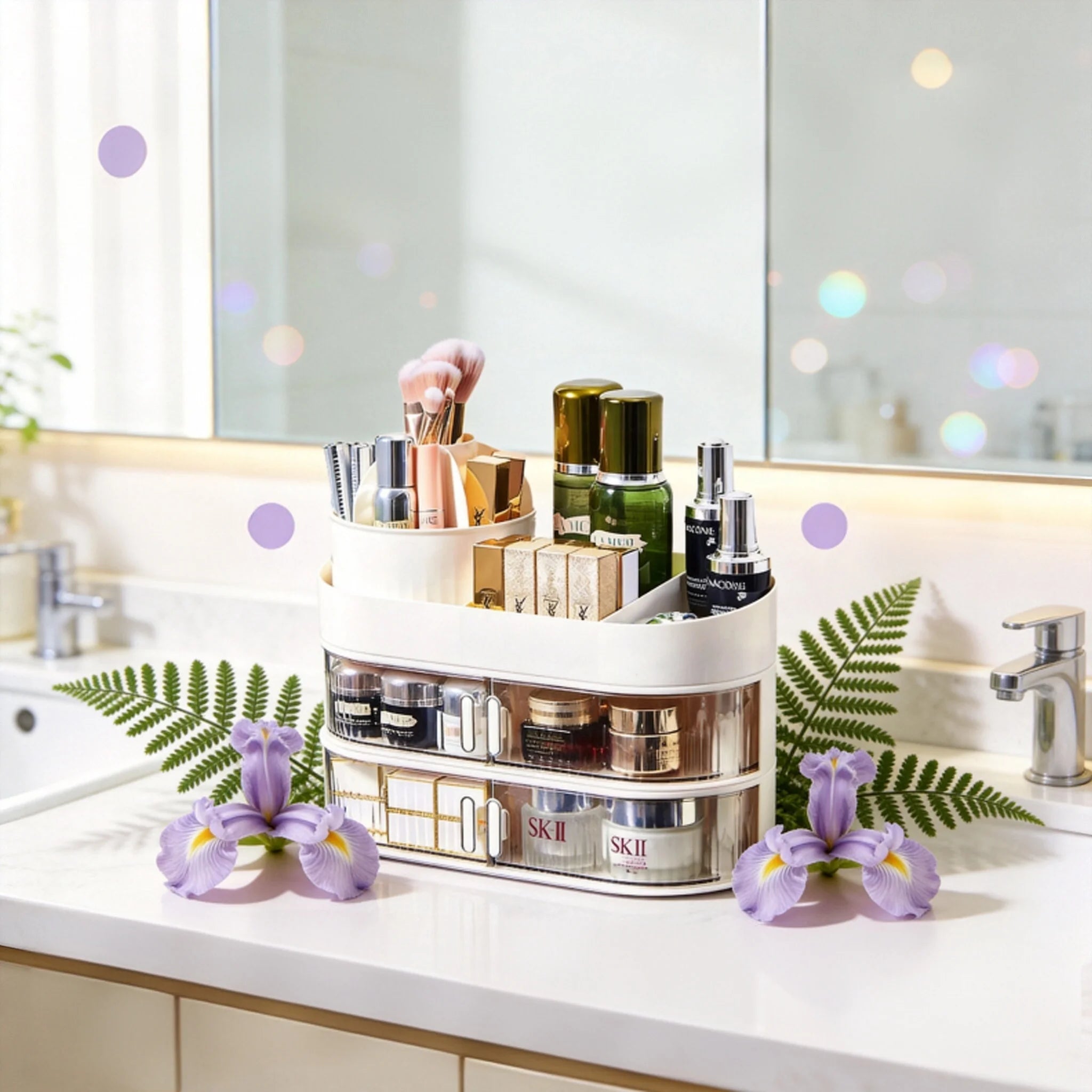 Multi-layer Storage for Drawer Cosmetics Organizer Storage Box Makeup Brush Holder Stable Dustproof Modern Vanity Storage Zpaxo