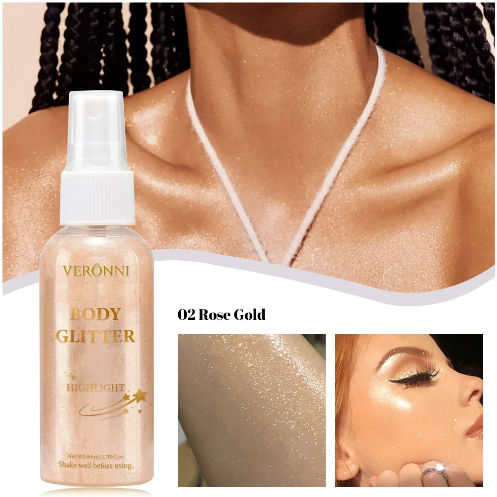 Body Shimmer Oil,Body Liquid Highlighter Facial Contour Brightening Makeup,Illuminating Liquid Highlighter for Face Body Hair Zpaxo 02